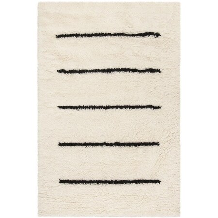 Flowers First 4 x 6 ft. Kenya Contemporary Rectangle Hand Knotted Rug Ivory & Black FL1887989